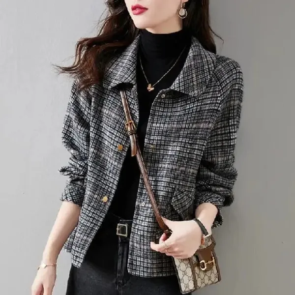 コート折り襟チェック柄長袖|韓国で人気爆発SALE在庫有り