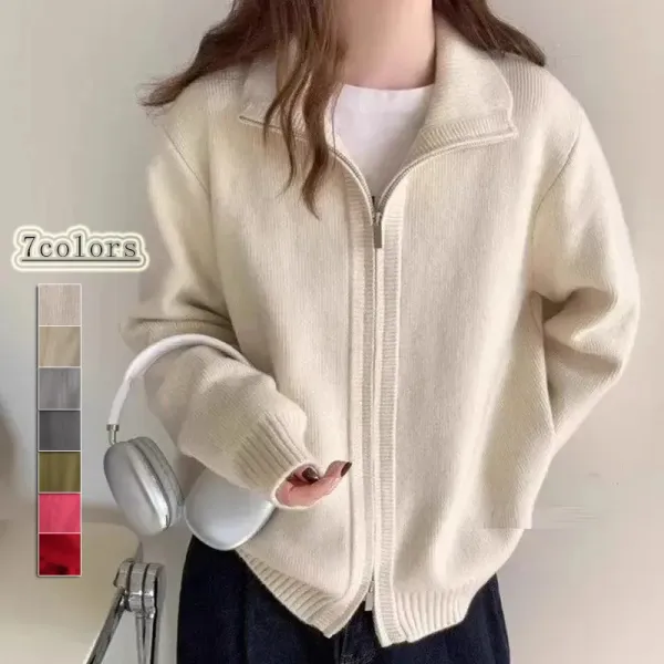 【全7色】カーディガン長袖無地ハイネックファスナー|今季大注目SALE在庫有り