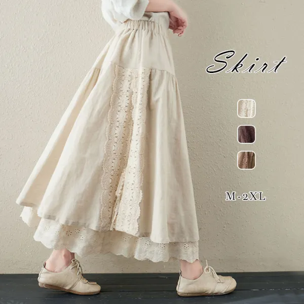 SNSで話題沸騰切り替えAライン無地ボウタイレースエレガントスカートホワイト白SALE在庫有り