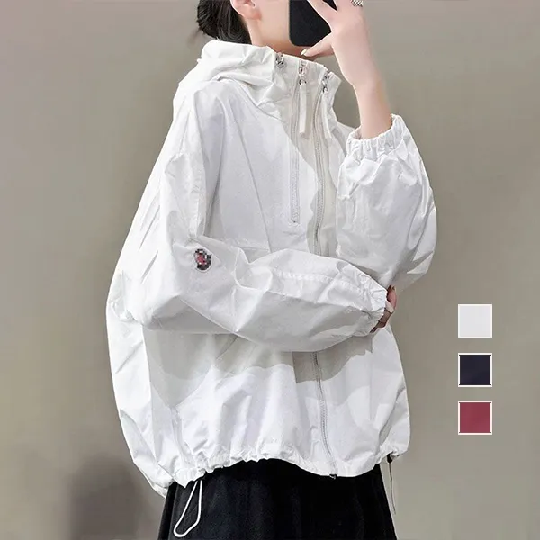 売り切れ必至 体型をカバー フード付き 無地 切り替え 長袖 カジュアル ジャケット