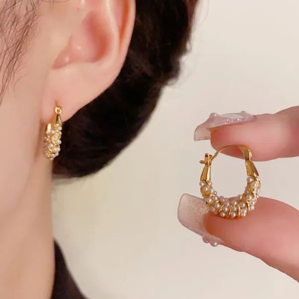 大流行新作  サークル 無地 パール レトロ オールシーズン ピアス