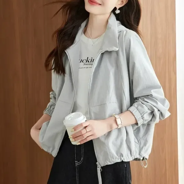 【全3色】トレンチコート無地ポケット付き長袖スタンドネック | 超人気