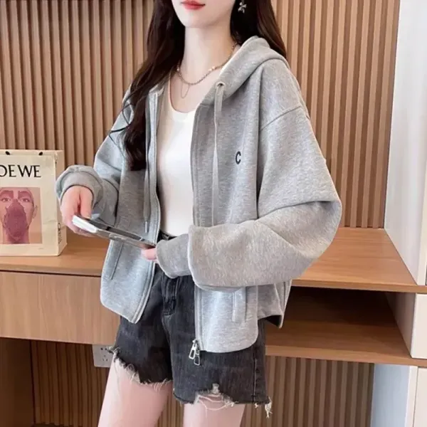 【全3色】ジャケットファスナー 長袖 アルファベット 無地 ポケット付き | 早い者勝ちです!