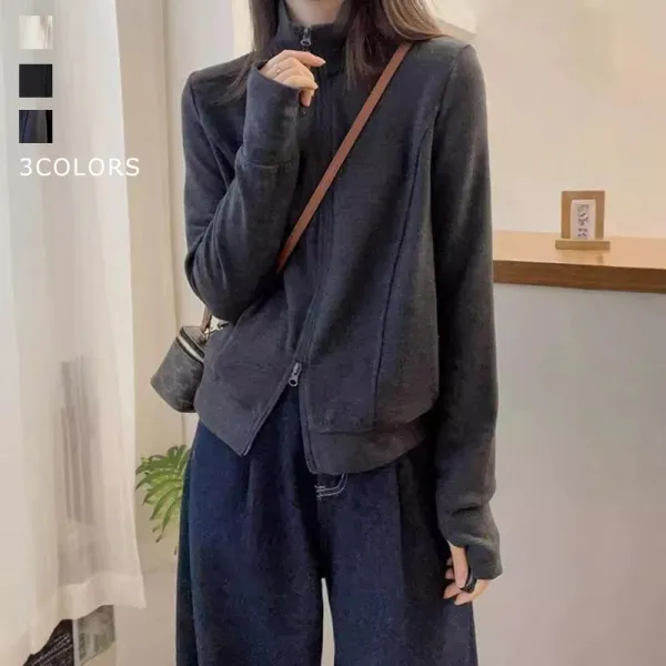 【全3色】パーカー/ジャージ長袖 スタンドネック ファスナー 無地 | 「奇跡の再販」