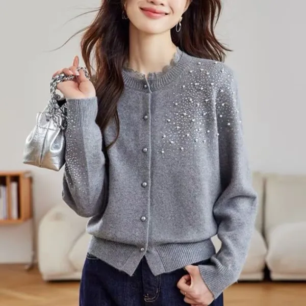 【全3色】カーディガン無地ボタン長袖｜好感度UP