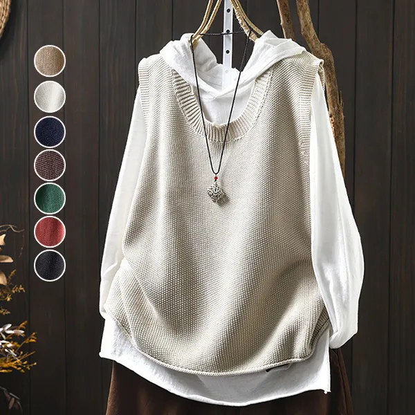 好印象MAX♡ラウンドネックプルオーバー無地ノースリーブカジュアルベストブラック黑ベージュレッドグリーンネイビーSALE在庫有り