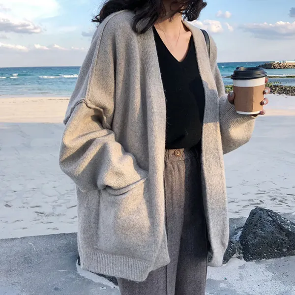 超人気新品入荷長袖シンプルカジュアル韓国系ドルマンスリーブカーディガン