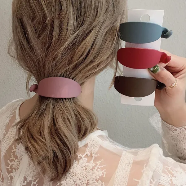 髪留め艶消し髪飾り不規則形ヘアアクセサリーバナナクリップグレーブルー青SALE在庫有り