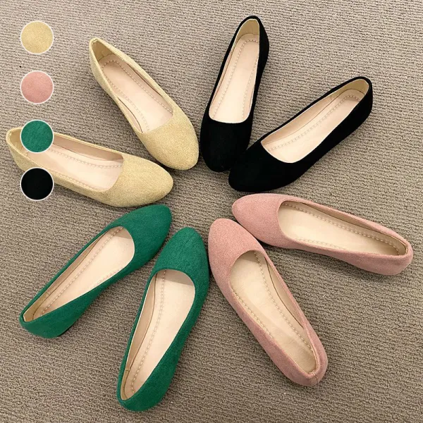 【全4色】フラットシューズ無地定番｜美脚歩きやすい