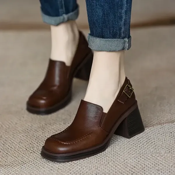 【全2色】ハイヒールパンプス無地スクエアトゥ通勤｜美脚歩きやすい