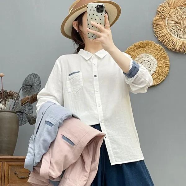 【全3色】シャツ長袖折り襟配色 | 欠かせない