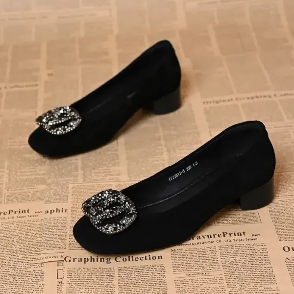 シューズキックスクエアトゥラインストーン | 足が疲れない