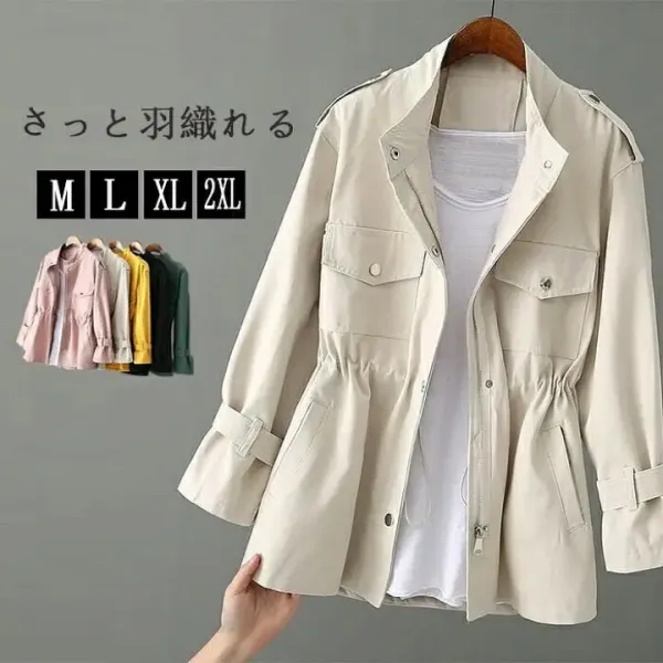 トレンチコート  アウター  スリムに見える  どんなスタイルにも合う  ゆったり  春  普通  新作  レディース  ミディ丈 / ミディアム丈