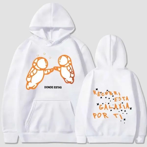 プリントデザイン ドロップショルダー フード付きパーカー