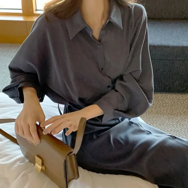 ウエストバックリボンシャツワンピース