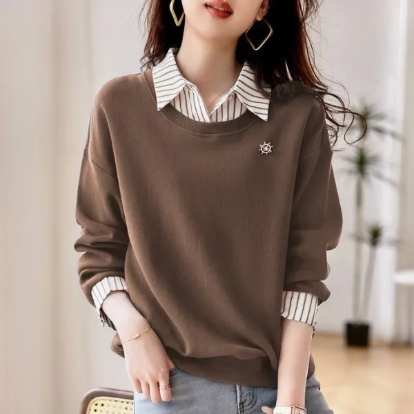 【全2色】スウェット切り替え無地長袖｜存在感抜群