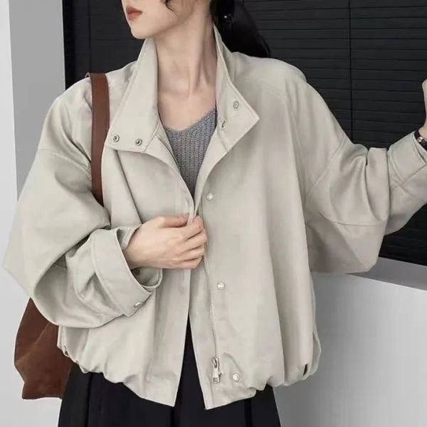 トレンチコートドルマンスリーブ長袖ボタン無地 | お買い得