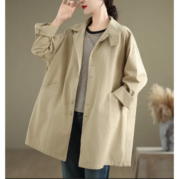 トレンチコート  シンプル  カジュアル  アウター  スリムに見える  どんなスタイルにも合う  ゆったり  秋  春秋  韓国風  普通  新作  レディース  ミディ丈 / ミディアム丈