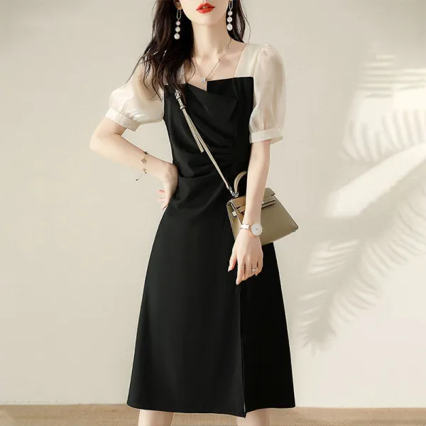 不規則  ワンピース  切り替え  スリムに見える  スリット  Aライン  おしゃれ / ファッション  フレンチスタイル