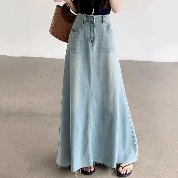 「今 着たい」 無地 ポケット付き 脚長効果 エイジング加工  カジュアル Aライン スカート