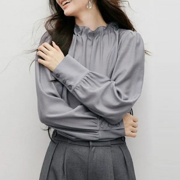 シャツスタンドネック長袖無地 | 存在感抜群