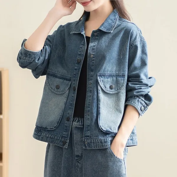 ジャケットデニム無地長袖｜ゆったり大人