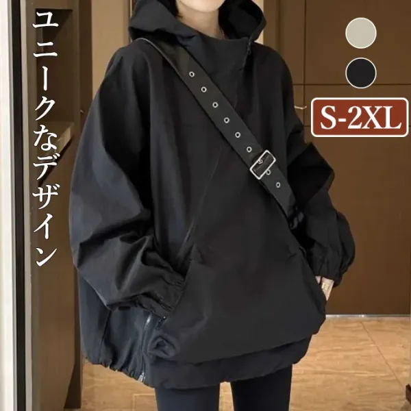 デザイン性抜群 カジュアル ハーフ ジップ フード付き 長袖 上品見え パーカー秋服 秋コーデ 今日のコーデ 大人コーデ レディース