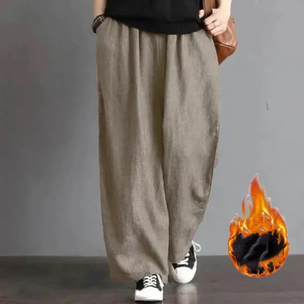 「今着たい」ロング丈無地ハイウエスト防寒カジュアルガウチョパンツ