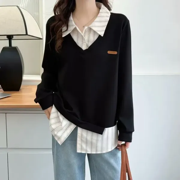 シャツ無地長袖重ね着風 | 人気上昇中