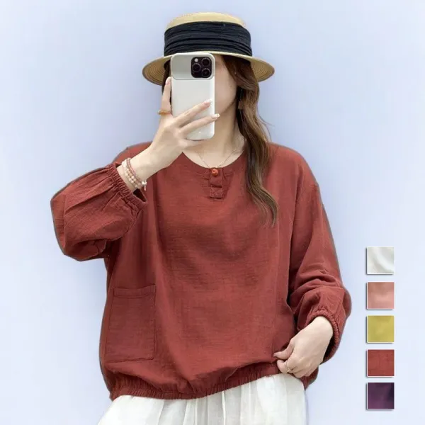 【全6色】Tシャツポケット付きラウンドネックプルオーバー | 早い者勝ち