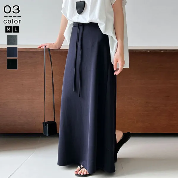 スカート レディース Aライン スリット入れ ロングスカート 黒 ボトムス きれいめ フレア フレアスカート ゴム ロング マキシ マキシスカート 無地 ボトム ゆったり 大きいサイズ おしゃれ 黒 ネイビー 春 夏
