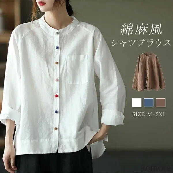 流行の予感森ガールシングルブレストレディース3色展開シャツ・ブラウス