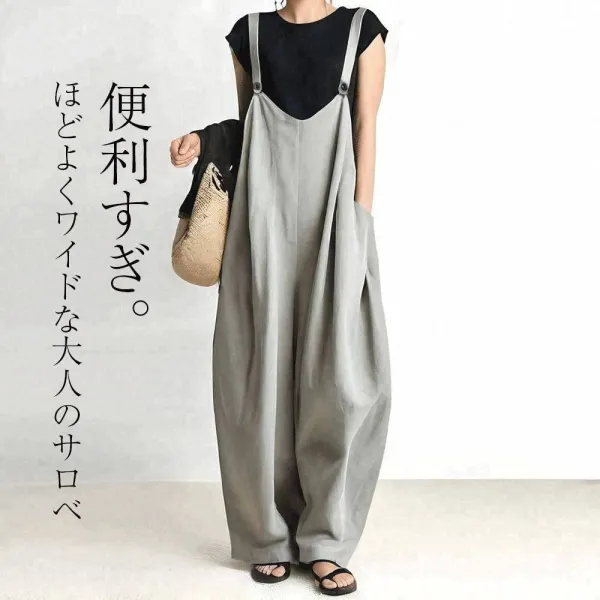 SNSで大騒ぎ！雑誌に掲載された 無地 ノースリーブ レギュラー丈  シンプル オールインワン