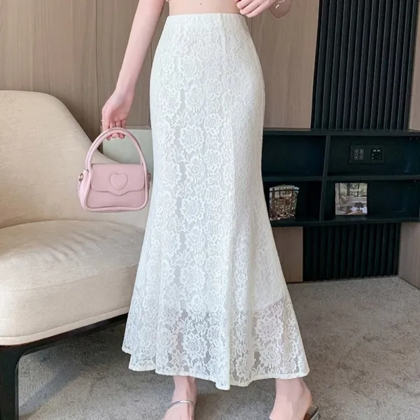 レース地ロングマーメイドスカート