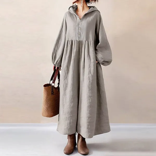 主役級無地切り替え長袖ギャザーランタンスリーブファッションカジュアルワンピース