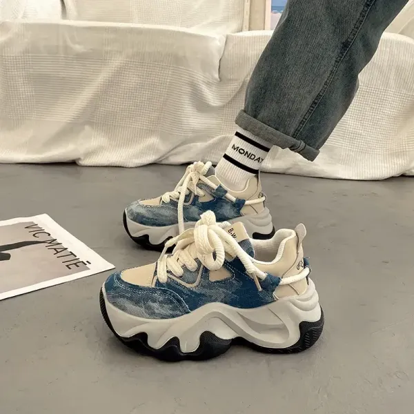 【全3色】厚底スニーカー切り替え｜美脚歩きやすい