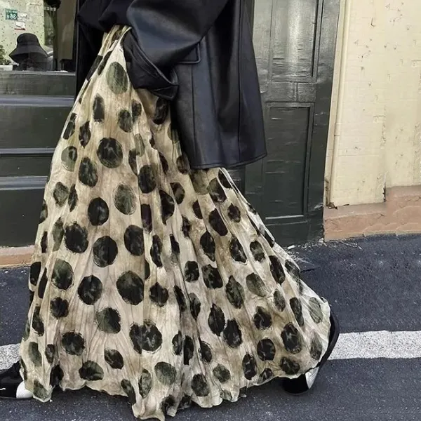 【全2色】スカートロングプリントドット柄｜大人可愛い