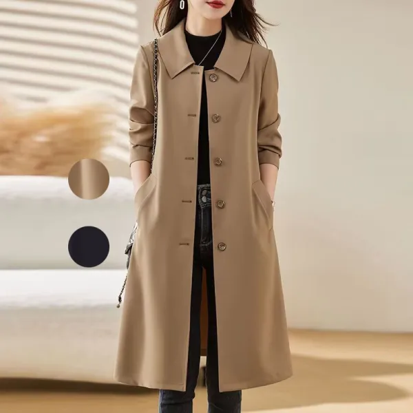トレンチコートポケット付き無地ボタン | 今だけ超お得