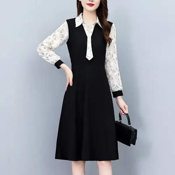 「着回しのコツ」 Aライン 長袖 プリント 花柄 ボタン ファッション ワンピース