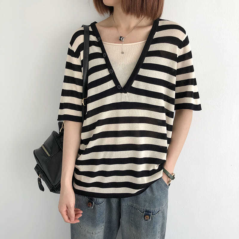 ボーダー柄/半袖