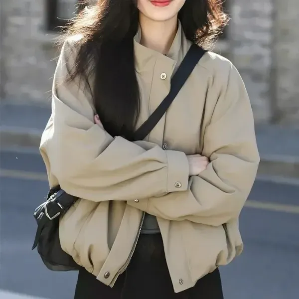 高評価続々 無地 長袖 シンプル ファッション カジュアル スタンドネック ジャケット