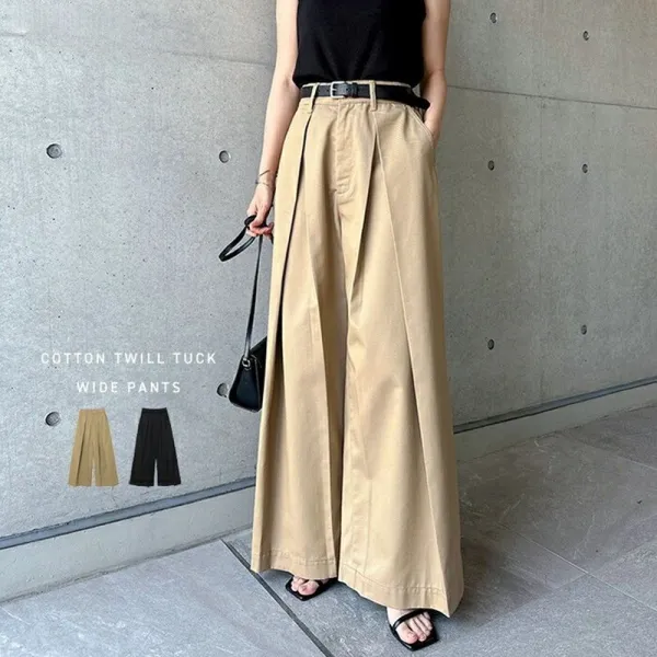 新作登場 無地 ロング丈 ポケット付き ビックシルエット 平日 フェミニン ガウチョパンツ