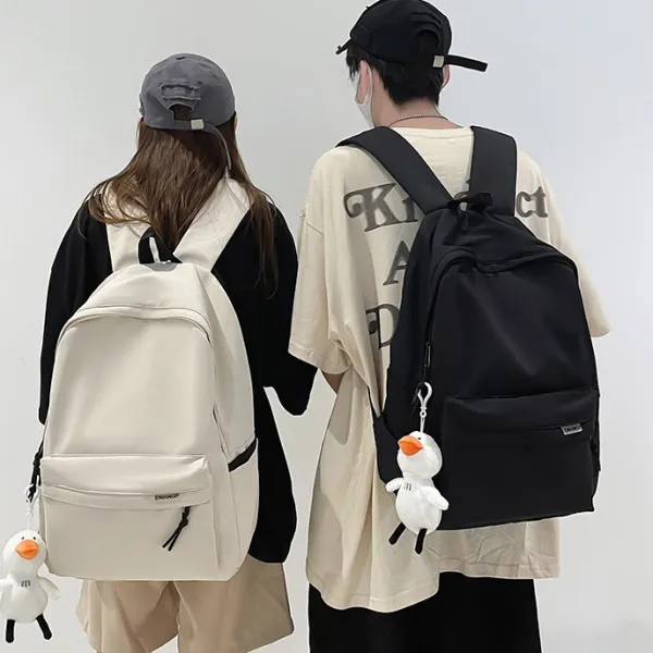 シンプルファスナー帆布大容量無地リュック・バックパック