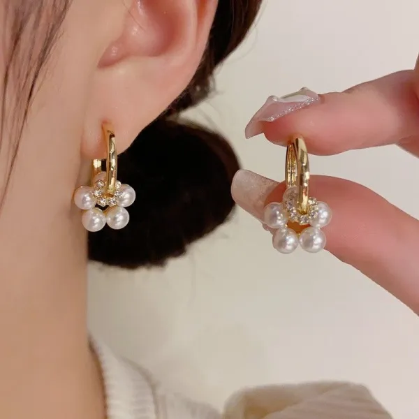 人気を獲得♡ パール 不規則形 スウィート ラインストーン ピアス