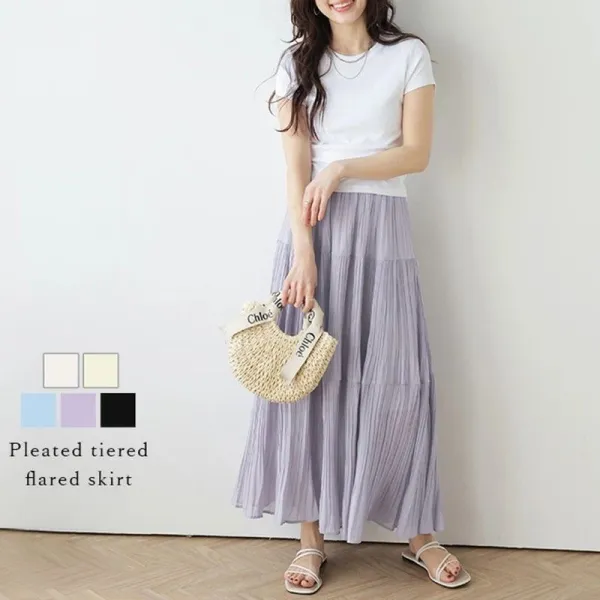 【全5色】スカートプリーツ無地 ロングAライン | 見逃し厳禁