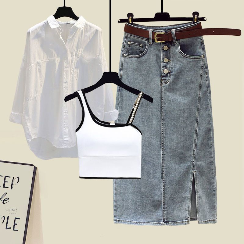 3点セット/ホワイト/タンクトップ＋ホワイト/シャツ＋スカート