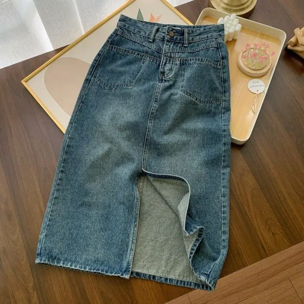 【全3色】スカートファスナー無地Aラインボタンスリット | トレンドアイテム