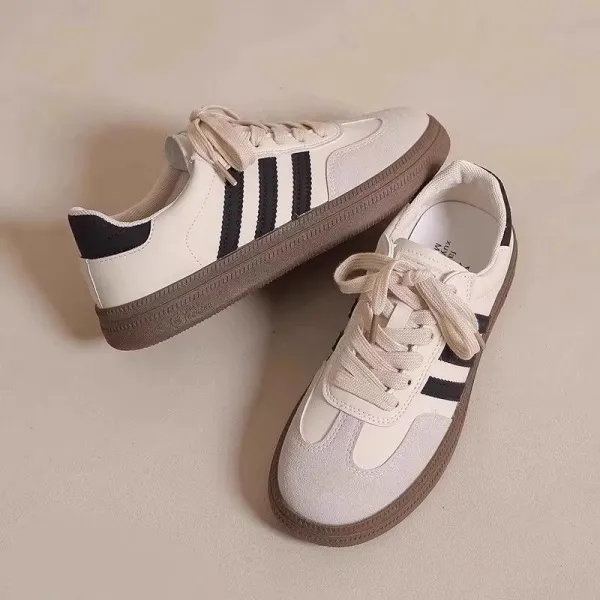 レトロジャーマントレーナーレディースフラットスニーカー軽量歩きやすいカジュアル通勤通学デイリーアーガイルシューズスニーカー