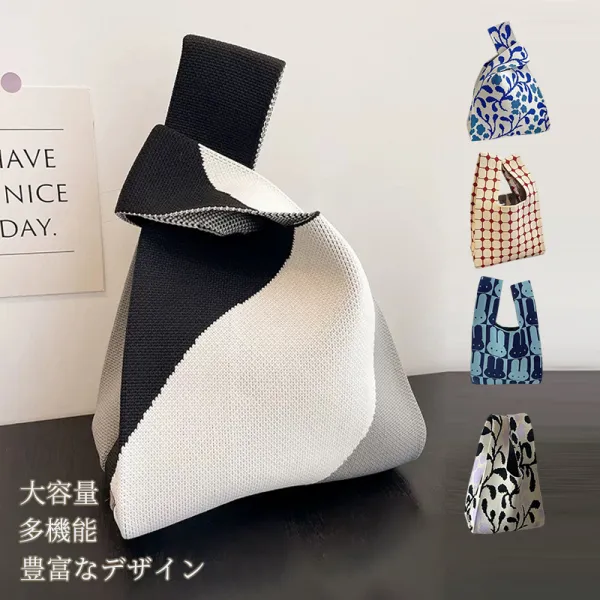 絶対欲しいキュートオープン植物柄プリントドット柄バッグ