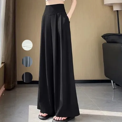 可愛いデザイン カジュアル ハイウエスト ロング丈 無地 春秋 ガウチョパンツ